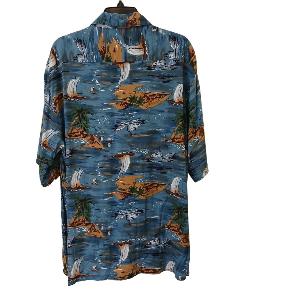 Monticerutii Hawaiian Shirt Mens XL 100% Rayon Tropical Beach Camp SS Button D26 - Picture 2 of 6